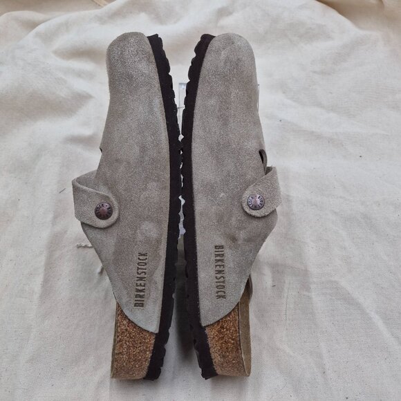NEW Birkenstock Boston Suede Taupe Slip-on Clogs Soft footbed Mens 43 US 10-10.5 - Picture 3 of 6